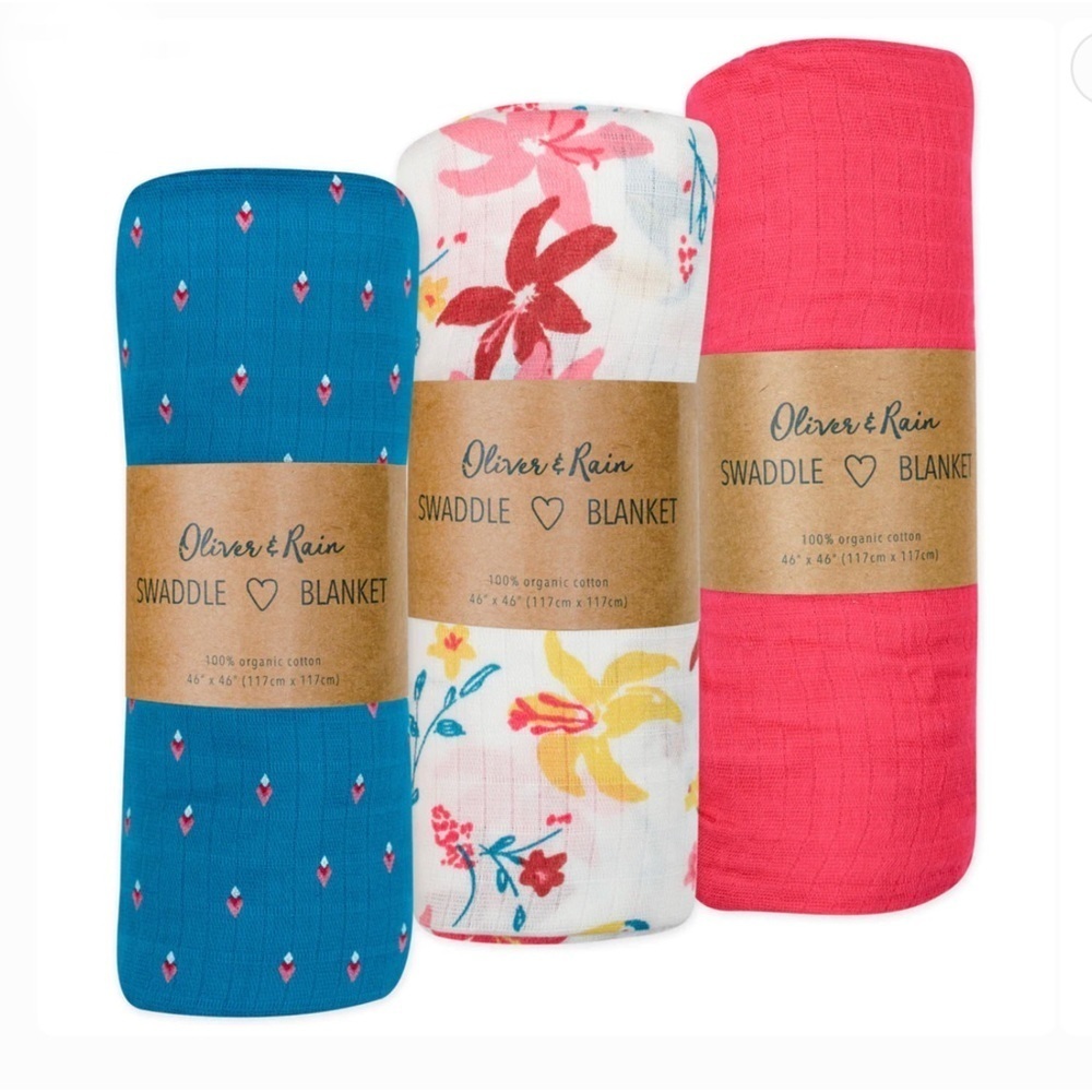 Oliver & Rain Bird & Lily 3-Pack baby Swaddle